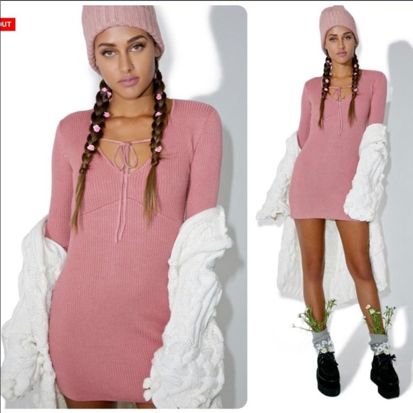 For Love & Lemons Knitz Delancey Dress Pink Rose XS - Picture 2 of 11